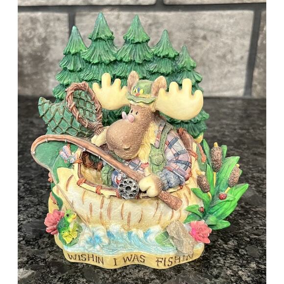 Enesco Moose Creek Crossing Letter Holder 2001 Paper Fishing Angler Napkin - Picture 2 of 8